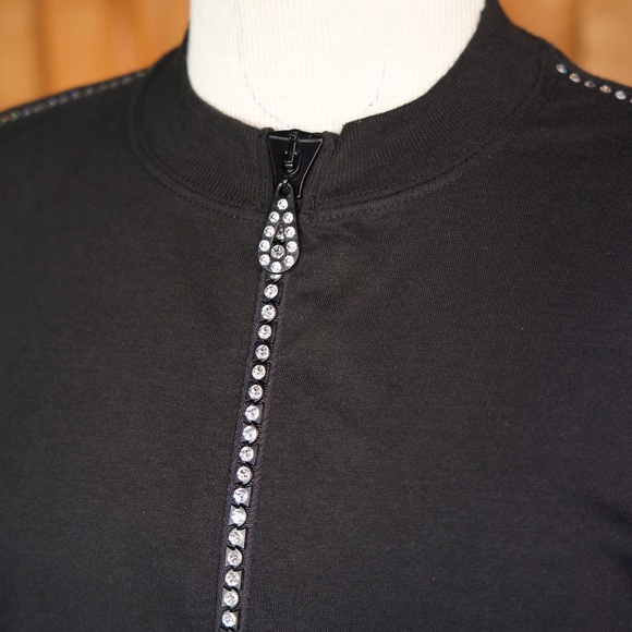 Vintage Christine Alexander 100% Cotton Jewel Studded Zipper Black Shirt Size S - Picture 7 of 17